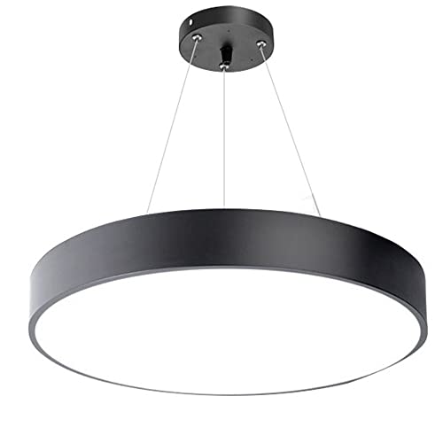 Chandelier Round suspension LED moderne en acrylique luminaire fer noir