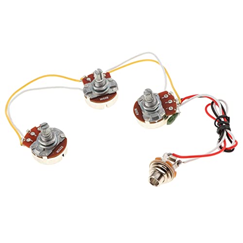 KESHUO Arnés cableado Guitarra Guitarra eléctrica 1 Juego DIY Kit De Cableado De Graves Tono Control De Volumen Arnés A250K B250K Potenciómetros De Enchufe