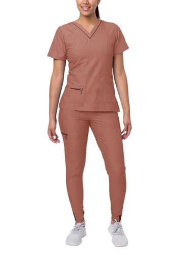 Ensemble de gommage Flawless Plus Adar Pro tissu stretch haut col v et jogging