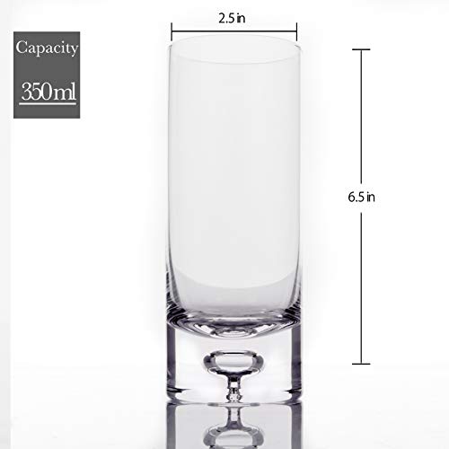 Lemonsoda Crystal Bubble Base Highball Collins Glasses - Set Of 4 - Fully Sealed Heavy Bottom Bubble Base - Great For Water, Juice, Beer, Cocktails, And More #TOP5