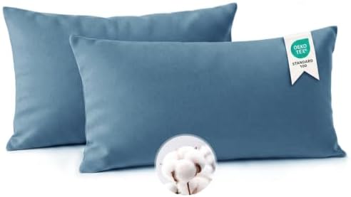 Aisbo Kissenbezug 40 x 80 Baumwolle 2er Set - weiche Kopfkissenbezug 40x80 Denim Blau mit Reißverschluss, 40x80cm Pillow Cover Pillowcase