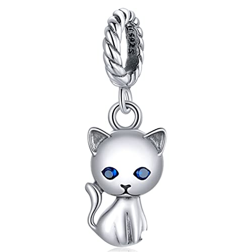 RU-X Abalorios para Pulsera de Plata de Ley 925,Charm Original para Mujer Gato