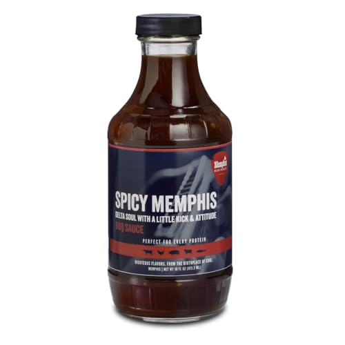 Memphis Marinades Championship Award Winner Spicy Memphis BBQ Sauce, 16oz, Premium Sauce for Pork, Chicken & Beef, Non-GMO, Gluten Free