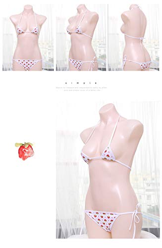Women Lingerie Mini Bikini Strawberry lace up Underwear Set Anime Role Play T-String Bikini2