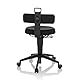 hjh OFFICE Balancestuhl höhenverstellbar TOP Work Flex beweglicher Arbeitshocker mit Rückenlehne, Stoff Schwarz