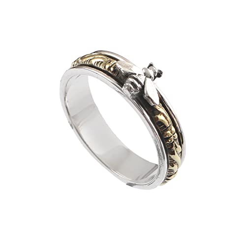 Fly bee Spinner ring Honey Bee Ring Yellow Spinning Band Fidget Spin Ring 925 Sterling Silver Ring Jewelry Bee Spinner