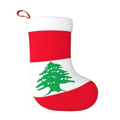 Drapeau du Liban Chaussettes décoratives de Noël en peluche douce Blanc, Noir , Taille unique