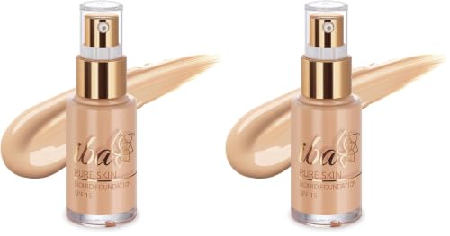 Image of Iba Pure Skin Liquid Foundation - Golden Beige 30ml | Full Coverage | Long Lasting | Lightweight | Oil Free Dewy Finish | SPF 15 | 100% Natural Vegan & Cruelty Free (Pack of 2)