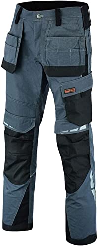 WrightFits Pantalones de trabajo con funda de lujo para hombre, color negro, pantalones cargo de combate de seguridad resistente, múltiples bolsillos, bolsillos para rodilleras, triple costura Cover