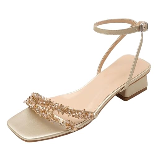 Women's Low Block Chunky Heels for Women Open Toe Ankle Strap Heel Sandals Party Wedding Dress Shoes