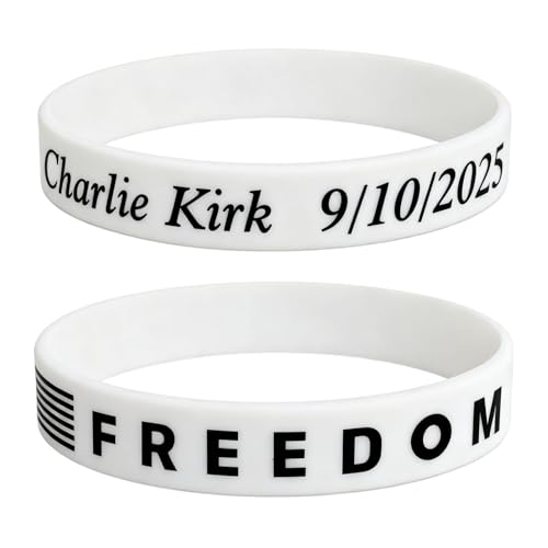 GAXAYA 1Piece Charlie Kirk Freedom Rubber Silicone Bracelets for Women Men In Honor of Charlie Kirk Bracelets Tribute Bracelet for Supporters