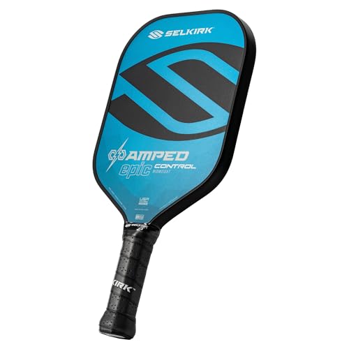 Selkirk Amped Control 2025 Pala de pickleball de fibra de vidrio, cara FiberFlex+, núcleo de polipropileno X5+ de 16 mm, diseñada para un punto dulce consistente, Epic ligera, azul