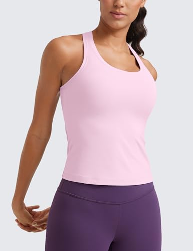 Image of CRZ YOGA Butterluxe Racerback Tank Waist Length | Yoga, Extremely Soft, Tight Fit, Scoop Neck, Sleeveless Tops for Women
