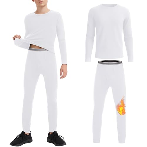 AKKQHH Thermounterwäsche Kinder Funktionsunterwäsche Skiunterwäsche Weich Warm Fleegefüttert Für Jungen Mädchen Winter Fussball Schneeanzug