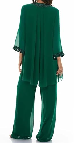 3 Piece Plus Size Mother of The Bride Pant Suits for Women Dressy Wedding Guest Chiffon Sequin Formal Outfit with Jacket2