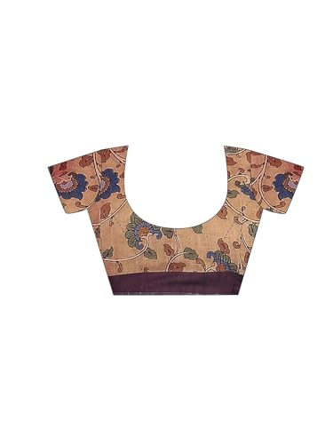 Image of Satrani Women's Linen Printed Saree with Unstitched Blouse Piece