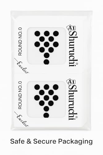 Image of Pride Sales A1 Shuruchi Round No.5 Bindis for Women (Combo of 12 Packs) - Red, Black, Maroon & Multicolour | Premium Self Adhesive Round Bindis for Daily & Festive Wear (BLACK)