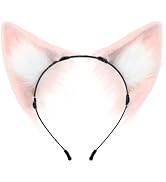 ILUFAM Furry Animal Wolf Fox Ears Headband Faux Fur Cosplay Headwear Halloween Party Costume Hair...