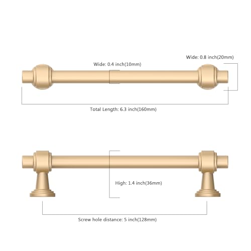 Image of 10 Pack 5 inch(128mm) Champagne Bronze Cabinet Pulls Kitchen Cabinet Handles Champagne Cabinet Hardware Drawer Pulls for Cupboard CK0081
