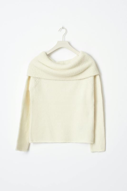 Image of Women Off The Shoulder Sweater Long Sleeve Ribbed Knit Top Y2k Pullover Sweaters Fall Going Out Streetwear