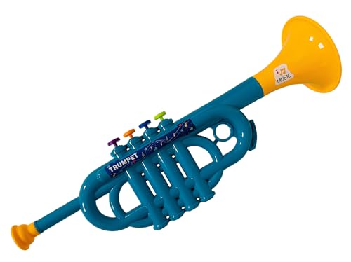 Trompete Spielzeug für Kinder 35 cm mit 4 Tasten Trompete Kunststoff Saxophon Spielzeug Saxophon 35 cm mit 8 Tasten Jazz Musikinstrumente Blasinstrumente Spielzeug Sax Horn , zufällige Farben (Tromba
