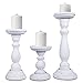 Shabby White Candle Holders for Pillar Candles (Set of 3) - â€œTuliâ€ Candle Holder Set - Rustic Wooden Candle Holders Pillar - Candle Stand for Fireplace or Table Centerpiece - 6