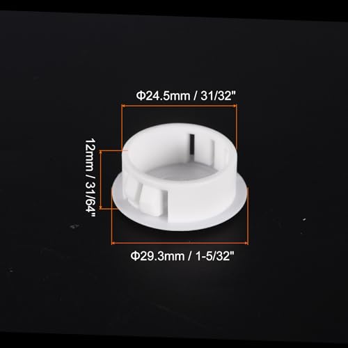 Image of uxcell 31 /32 inch Plastic Hole Plugs, 26Pcs Flush Type Panel Round Snap in Fastener Knockout Locking Plugs for Furniture Insert End Caps Panels, White