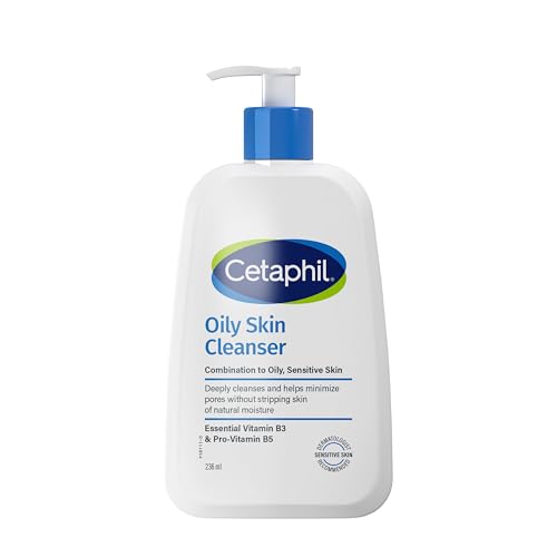 Cetaphil Oily Skin Cleanser | Face & Body Wash | Men & Women | Combination to Oily and Sensitive Skin | Niacinamide | Unscented Soap Free Hypoallergenic | 236ml | Dermatologist Recommended