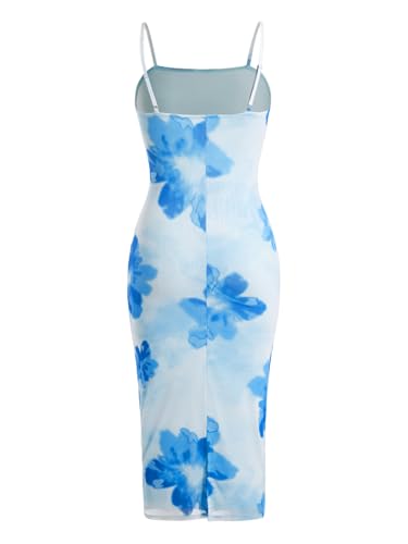 Image of Verdusa Women's Spring Dresses Hawaiian Tropical Floral Slimming Dress Sun Midi Sundresses Split Vacation Outfits