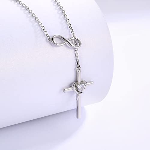 925 Sterling Silver Faith Hope Love Cross Pendant Necklace For Women Teen Girls Christian Birthday Christmas Jewelry Gift (Cross Heart Necklace) #TOP1