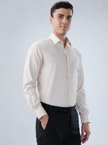 Image of Park Avenue Men Modern Slim Fit Structure Pattern Cotton Polyester Blend Semi Cutaway Collar Full Sleeve Formal Shirt