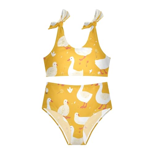 KLL Cute Goose Cartoon Girl Two Piece Bikini Sets Scoop Neck Swimming Bathing Suit Bathing Suit3