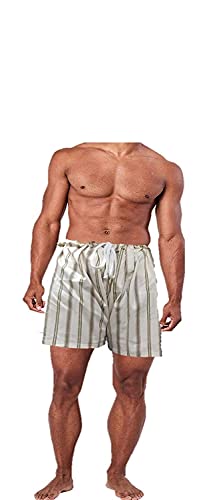 Image of Men's Lattha Traditional Pure Cotton Underwear aka Patta wala Janghiya, Dhari wala / Striped Undergarment, Khadi Latthe Ka Jangia, Nicker,Chaddi; Nade wala kachha with wide Miyani /Asan & Back Pocket & Drawstring /Nada
