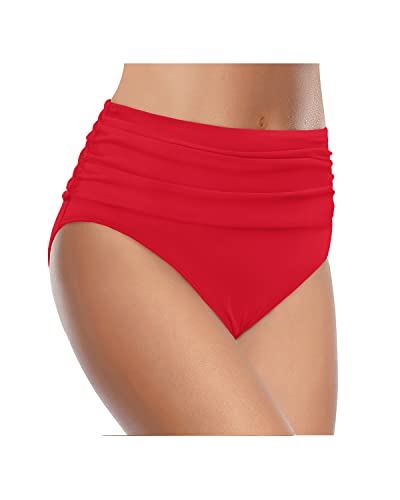 Image of Tempt Me Women's High Waisted Bikini Bottom Tummy Control Ruched Bathing Suit Swim Bottom