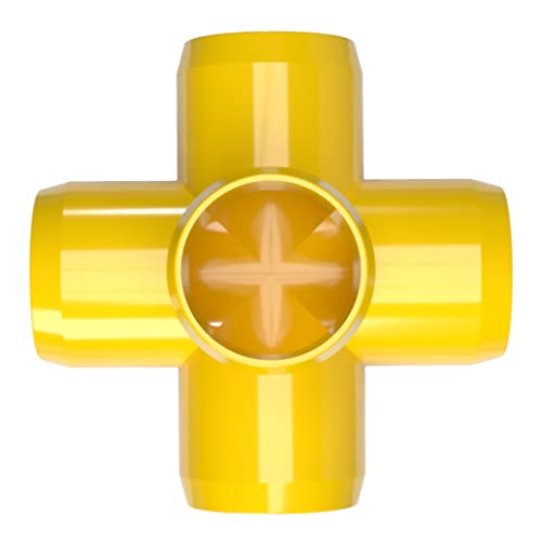 Formufit F0015Wc-Ye-4 5-Way Cross Pvc Fitting, Furniture Grade, 1" Size, Yellow (Pack Of 4) #TOP6