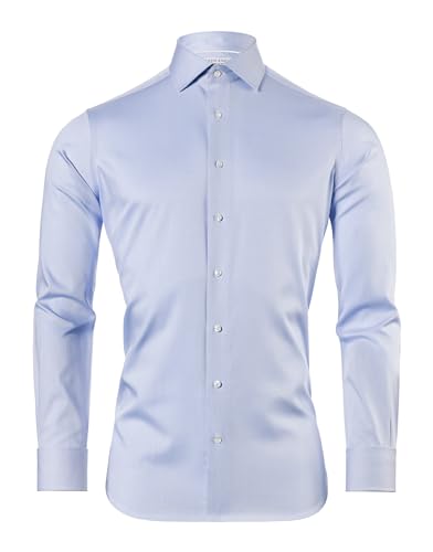 Vincenzo Boretti Chemise, Slim-fit/Taille cintrée, sergé, Poignet Mousquetaire - Super Infroissable Bleu glacé 43-44