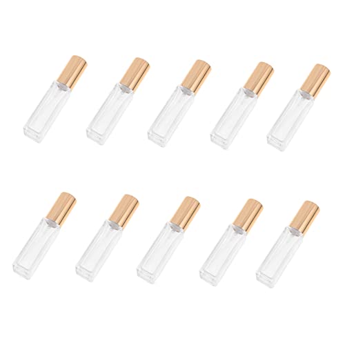 NOLITOY 10 Botellas De Perfume De Vidrio Dorado Rellenables Con Atomizador Para Colonia Pequeñas Portátiles Rellenables