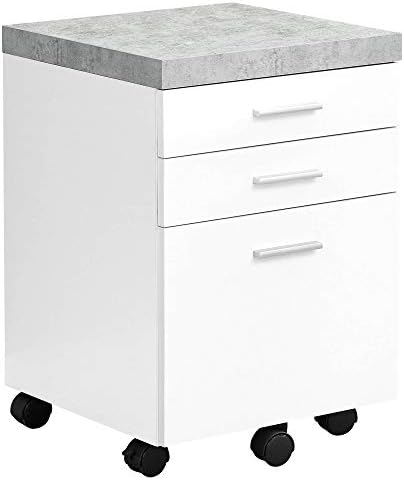 Monarch Specialties I 7051 File Cabinet, Rolling Mobile, Storage Drawers, Printer Stand, Office, Work, Laminate, Grey, White, Contemporary, Modern