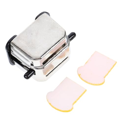 WOONEKY Mini Grille-Pain Modèle Miniature pour Maison De Poupée avec Deux Pains Ornement en Alliage Petit Électroménager Décoration De Bureau Jouets D'appareils Cuisine