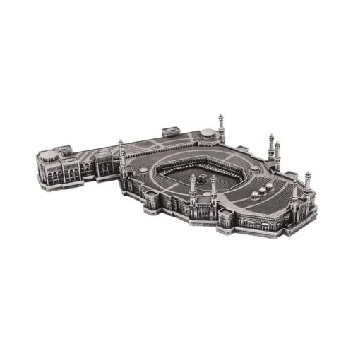 Masjid Al Haram Figurine | Kaaba Replica | Islamic Table Desk Decor, Living Room Home Decoration | Islamic Art | Muslim Home Office Gift | Eid Ramadan Gift (Silver)