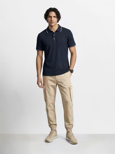 Image of The Indian Garage Co Men Mid-Rise Stretchable Relaxed Fit Cargo Joggers