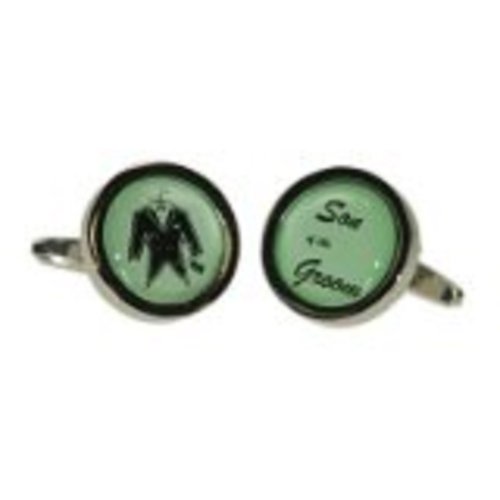 Mancuernillas redondas verdes para hombre miniatura 1