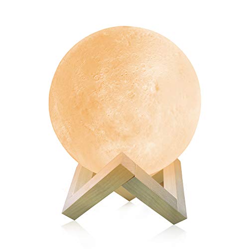 Abafia 3D Lámpara Luna, 16 Colores Lámpara de luz de Luna con Soporte 12 cm Regulable Control Remoto & Táctil Iluminación Nocturna Decoración del hogar Regalos para amantes Niños Bebé, USB recargable