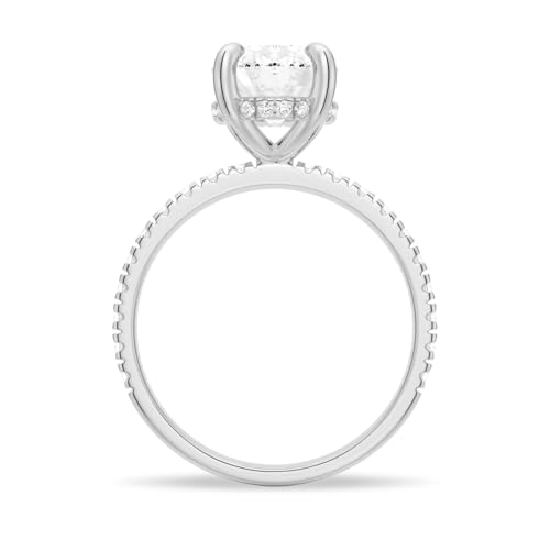 MSBLUE 2ct Oval Cut Moissanite Engagement Ring, D Color VVS1 Solitaire Moissanite Diamond, White Gold Vermeil, Promise Wedding Rings for Women3