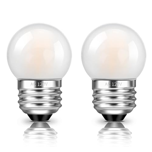 G40 1.5W Low Wattage LED Bulb 15 Watt Equivalent, E26 Base Low Power Small Light Bulbs Warm White 2700K Mini Globe Light Bulbs for Bedroom Night Light, Bedside Table Lamp, Ceiling Fan, 2 Pack