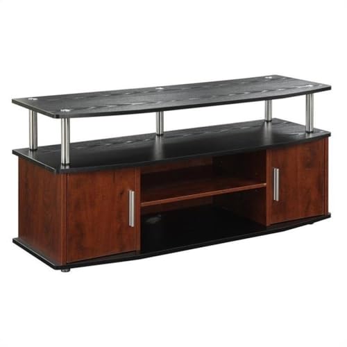 Convenience Concepts Designs2Go Monterey TV Stand 47.25' - Family Room Entertainment Center with Storage Cabinets and Shelves, Modern TV Console for Living Room, Office, Cherry/Black
