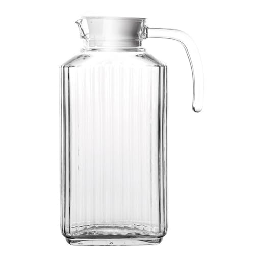 Jarras de Cristal con Tapa 1L y 2L - Jarras de Agua 2L y 1L Medida Universal Ideal para Neveras (Jarra 2L)