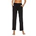 BATHRINS Pantalon Jogging Femme, Pantalon de Sport Femme Élastique Léger Respirant avec Poche pour Sport Yoga Pilate Fitness Course Jogging（Noir,XL）
