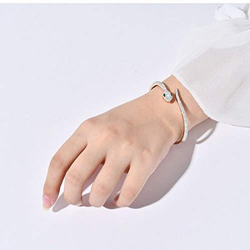 Hosby Rose Gold Plated Bangle Stainless Steel Crystal Zircon Open Clasp Fashion Snake Bracelet Gift For Women Teen Girls (Rose Gold) #TOP4