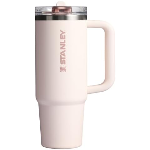 Stanley Quencher ProTour Flip Straw Tumbler with Leakproof Lid 30 oz | Built-In Straw & Handle | Cupholder Compatible for Travel | Insulated Stainless Steel Cup | BPA-Free | Rose Quartz Solid Cover